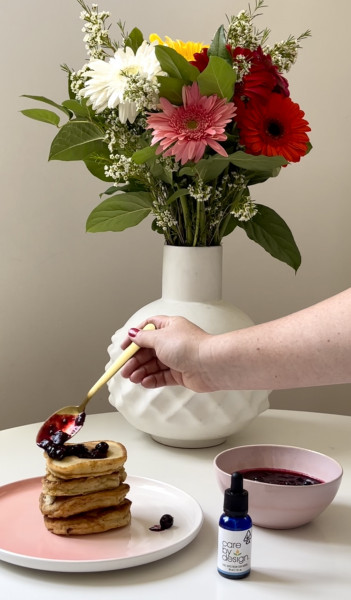 Berry Compote on Pancakes