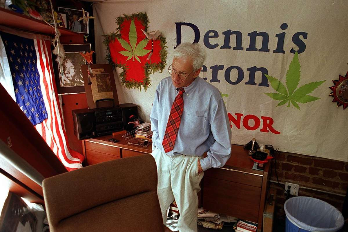 Photo of Dennis Peron in his San Francisco 'Cannabis Buyers Club' - Photo credit: The San Francisco Chronicle