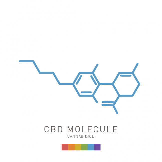 Illustration of a CBD molecule