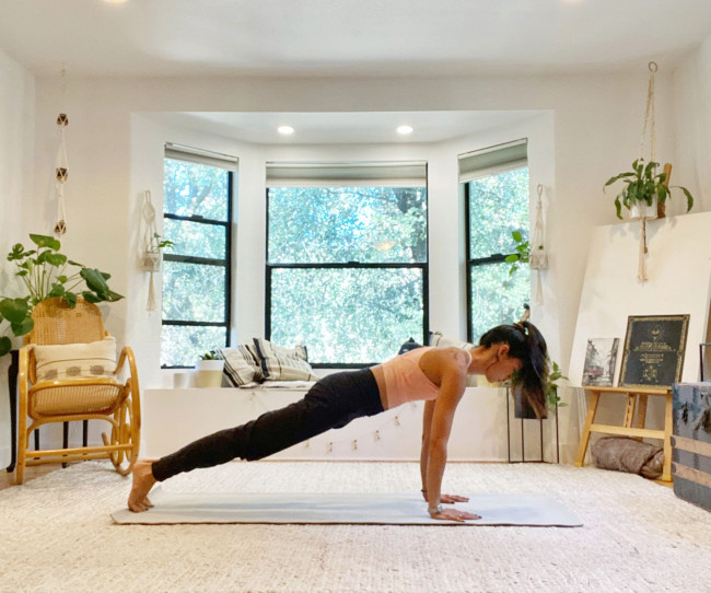 Forward fold to plank